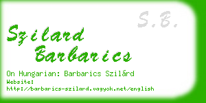 szilard barbarics business card