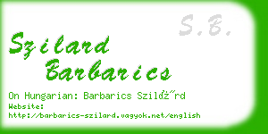 szilard barbarics business card